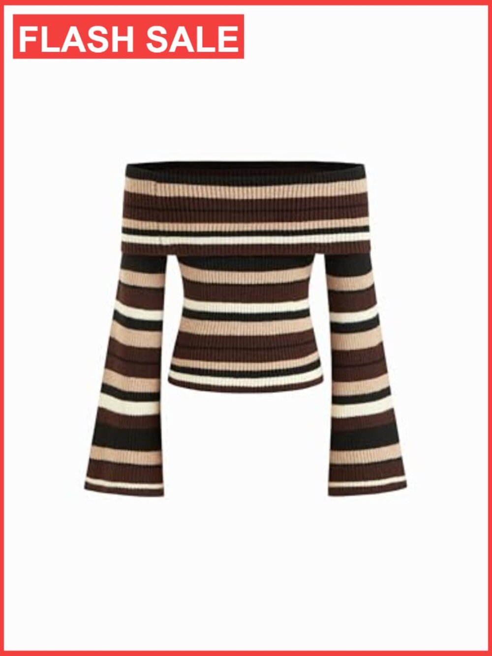 Off The Shoulder Long Sleeve Knit Pullover Fall Trendy Y2K Tops - Picture 5 of 6